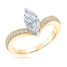 1 1/4ctw Marquise Lab Grown Diamond 14k Yellow Gold Engagement Ring