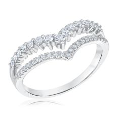 1/2ctw Diamond 14k White Gold Curved Wedding Band - Embrace Collection