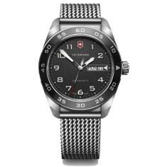 Victorinox Swiss Army Quartz Black Dial Mesh Stainless Steel Watch 42mm - 242043