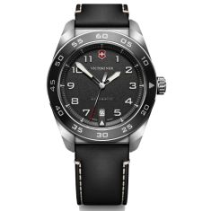 Victorinox Swiss Army Automatic Black Dial Black Leather Strap Watch 42mm - 242044