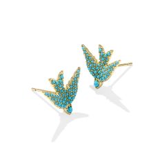 Kendra Scott Melody Bird Stud Earrings in Teal Crystal, Gold-Plated