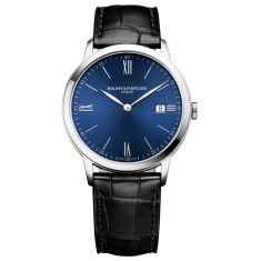Baume & Mercier Classima 10324 Blue Dial Black Leather Strap Watch 40mm - BMM0A10324