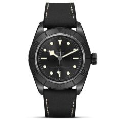 Previously Owned TUDOR Black Bay 41 Ceramic Case Hybrid Leather and Rubber Strap Watch - M79210CNU-0001