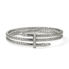 John Hardy Spear 1/4ctw Diamond 4mm Sterling Silver Triple Flex Cuff Bracelet