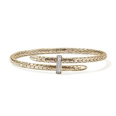 John Hardy Spear 1/6ctw Diamond 4mm Yellow Gold Flex Cuff Bracelet