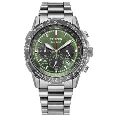 Citizen Eco-Drive Promaster Navihawk Green Dial Stainless Steel Bracelet Watch 40mm - CA4664-60W