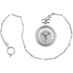 Bulova Archive Series Limited-Edition Silver-Tone Dial Stainless Steel Chain Pocket Watch 45mm - 96A325