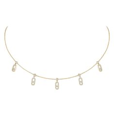 Messika Move Uno 5/8ctw Diamond Pave 18k Yellow Gold Drop Pendant Choker Necklace
