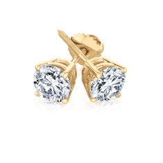 2ctw Round Lab Grown Diamond Solitaire 14k Yellow Gold Stud Earrings