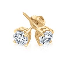 1 1/2ctw Round Lab Grown Diamond Solitaire 14k Yellow Gold Stud Earrings
