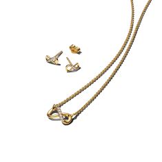 Pandora Sparkling Infinity Gold-Plated Jewelry Earrings and Pendant Necklace Giftset
