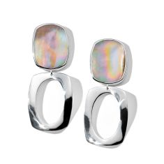 IPPOLITA Polished Rock Candy Long Oval and Large Frame Post Earrings in Brown Shell