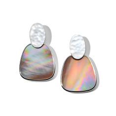IPPOLITA Polished Rock Candy Crinkle Brown Shell Oval Post Sterling Silver Earrings