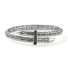 John Hardy Spear Black Sapphire 5.5mm Sterling Silver Cuff Bracelet