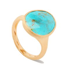 Marco Bicego Lunaria 18k Yellow Gold Ring with Turquoise - Size 7