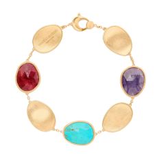 Marco Bicego Lunaria 18k Yellow Gold Bracelet with Thulite, Turquoise and Charoite