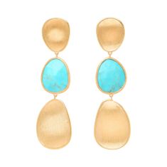Marco Bicego Lunaria 18k Yellow Gold Three Drop Turquoise Earrings