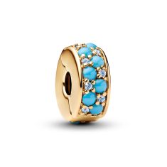 Pandora Aqua Blue Gold-Plated Clip Charm