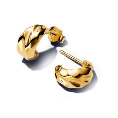 Pandora Essence Rippled Gold-Plated Open Hoop Earrings