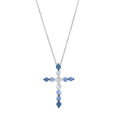 Le Vian® Denim Ombré® Sapphire 14k Vanilla Gold® Cross Pendant Necklace