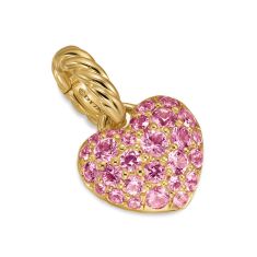 David Yurman Petite Pave Heart Amulet in 18K Yellow Gold with Pink Sapphires, 7.4mm