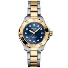 TAG Heuer AQUARACER Professional 200 Solargraph Quartz Blue Diamond Dial Two-Tone Stainless Steel Watch 34mm - WBP1323.BB0004