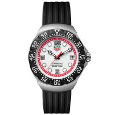 TAG Heuer FORMULA 1 Solargraph White Dial Black Rubber Strap Watch 38mm - WBY111A.FT8106