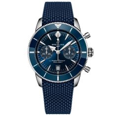 Breitling Superocean Heritage B01 Chronograph 42 Blue Dial Blue Rubber Strap Watch 42mm - AB0156161C1S1