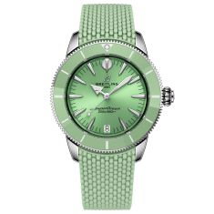 Breitling Superocean Heritage Automatic 36 Green Dial Green Rubber Strap Watch 36mm - A10390361L1S1