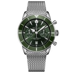 Breitling Superocean Heritage B01 Chronograph 42 Green Dial Stainless Steel Watch 42mm - AB0156361L1A1