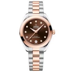 OMEGA Seamaster Aqua Terra Brown Diamond Dial Two-Tone Sedna™ Gold on Stainless Steel Watch 30mm - 22020302063001