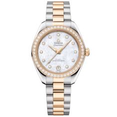 OMEGA Seamaster Aqua Terra Mother of Pearl Diamond Dial Two-Tone Moonshine™ Gold on Stainless Steel Watch 30mm - 22025302055001