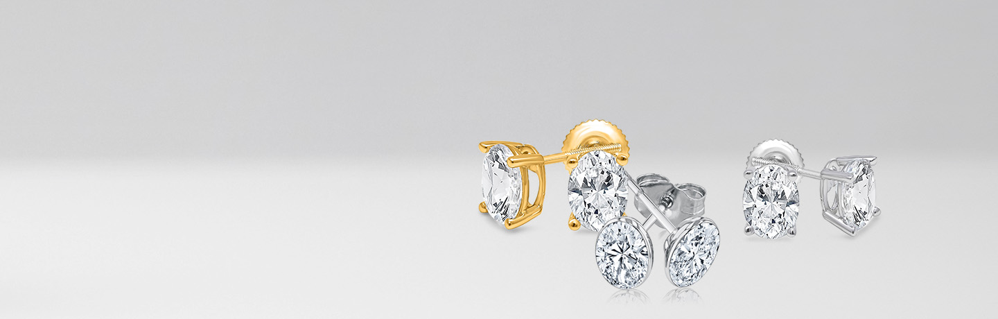 Oval Diamond Solitaire Studs