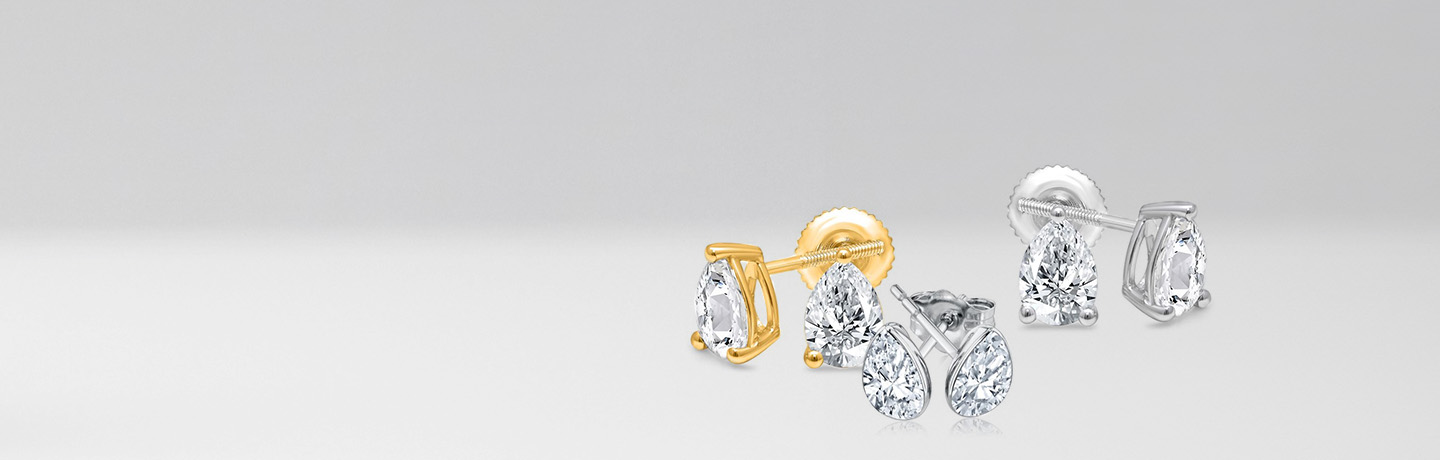 Pear Diamond Solitaire Studs