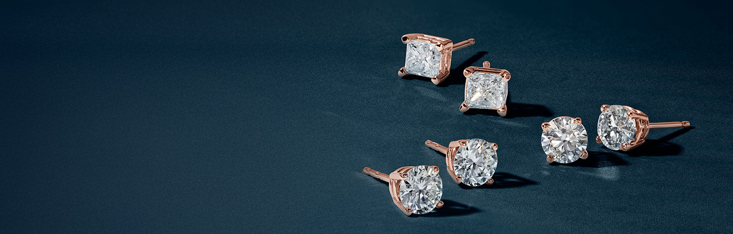 Rose Gold Diamond Solitaire Studs