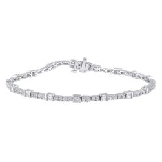2ctw Baguette and Round Diamond White Gold Bracelet - Diamond Collection
