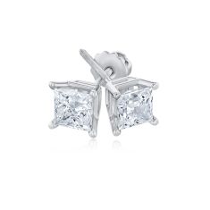 2ctw Princess Diamond Solitaire 14k White Gold Stud Earrings