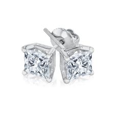 2ctw Princess Lab Grown Diamond White Gold Solitaire Stud Earrings