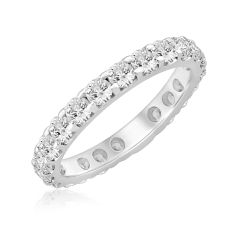 2ctw Round Diamond White Gold Eternity Wedding Band - Size 6.5