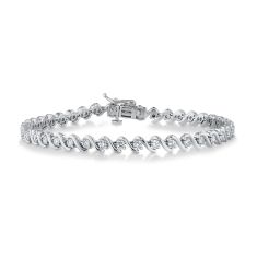 2ctw Round Lab Grown Diamond White Gold Swirl Tennis Bracelet