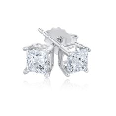 3/4ctw Princess Diamond Solitaire 14k White Gold Stud Earrings