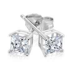 3/4ctw Princess Diamond Solitaire White Gold Stud Earrings - Heritage Collection