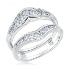 3/4ctw Round Diamond Channel Set Curved White Gold Ring Guard | Embrace Collection