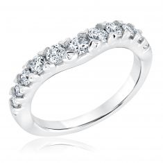 3/4ctw Round Diamond Curved White Gold Wedding Band | Embrace Collection