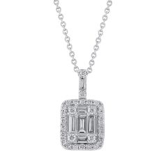 3/8ctw Baguette and Round Diamond White Gold Pendant Necklace - Diamond Collection