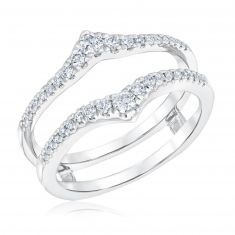 3/8ctw Round Diamond Accents Chevron White Gold Ring Guard | Embrace Collection
