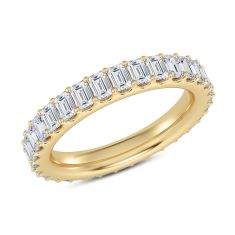 3ctw Emerald Diamond Yellow Gold Eternity Band