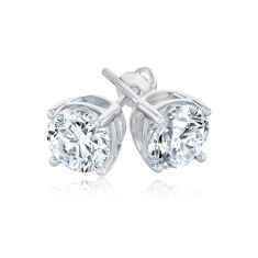 3ctw Round Diamond Solitaire 14k White Gold Stud Earrings
