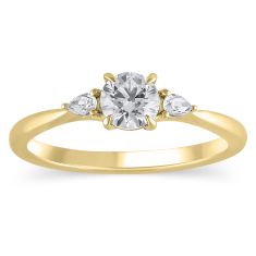 5/8ctw Round and Pear Diamond Yellow Gold Engagement Ring - Glow Collection