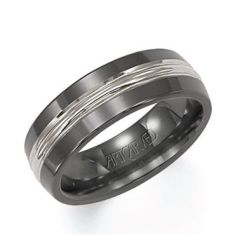 ArtCarved Black Titanium Comfort Fit Wedding Band 7mm